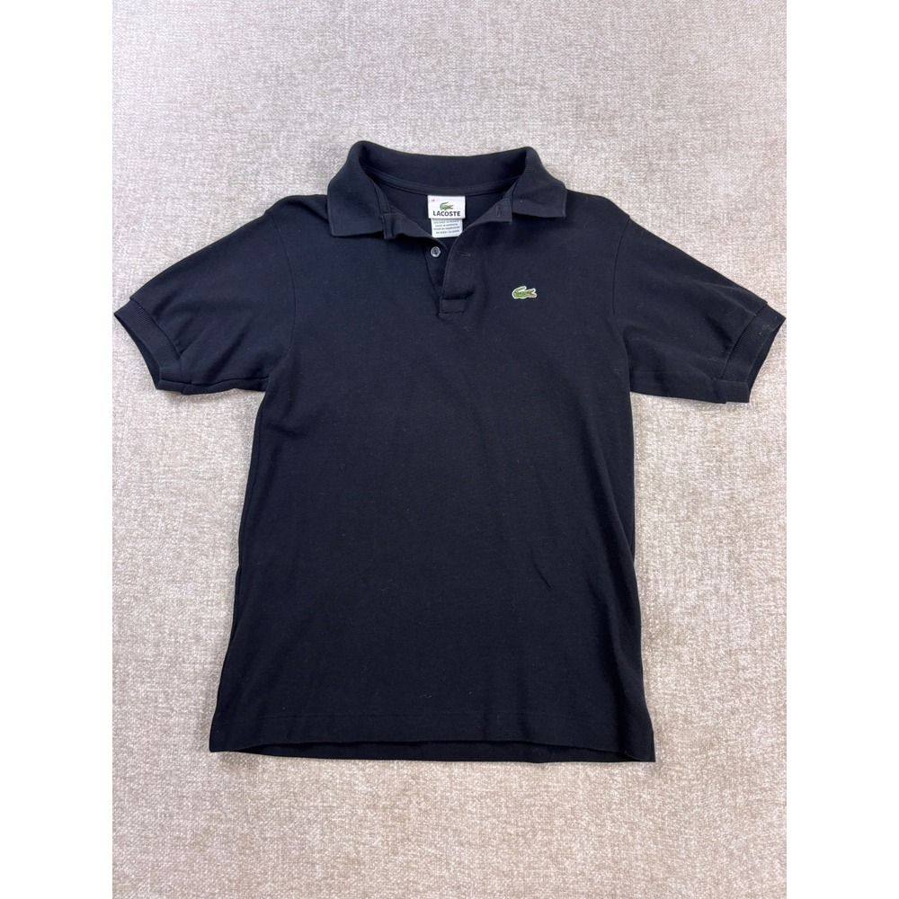 Lacoste Boys Black Cotton Pique Short Sleeve Polo Shirt Size 14 F5191